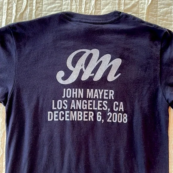 JOHN MAYER 2008 Los Angeles T-Shirt Official Tee Navy Blue “City Love” Silver M - Picture 5 of 7